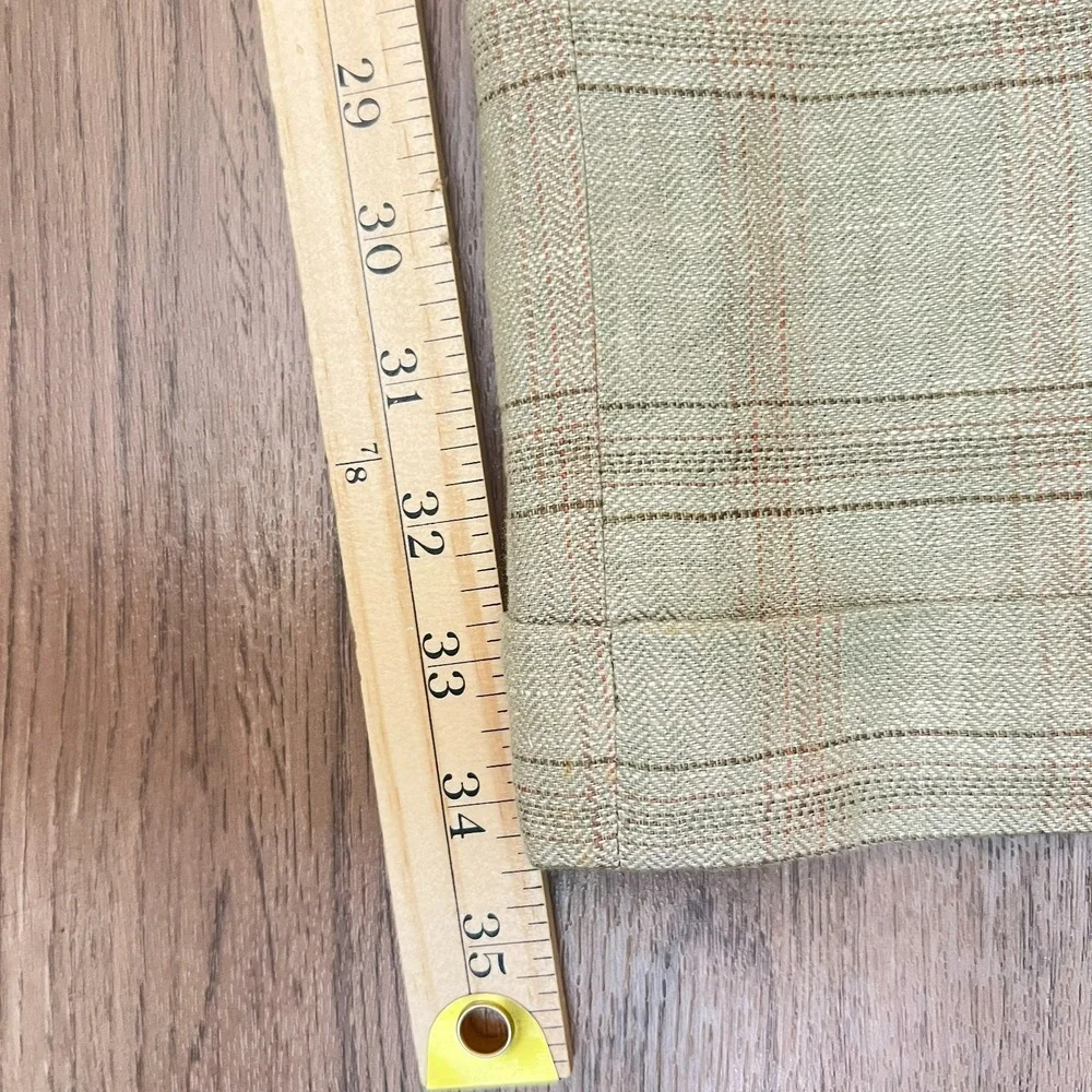 Inserch 100% Linen Sage Green Windowpane Plaid Herringbone Pants Cuff 40L
